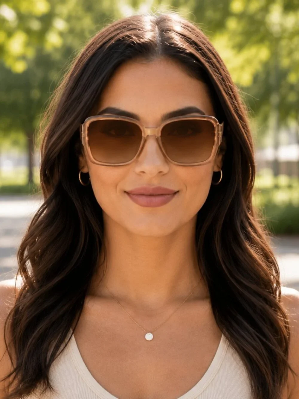Adrienne Vittadini Sport Women's Oversized Square Gradient Brown Sunglasses